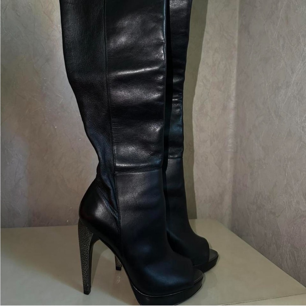 Herve Leger Black Over the Knee Boots